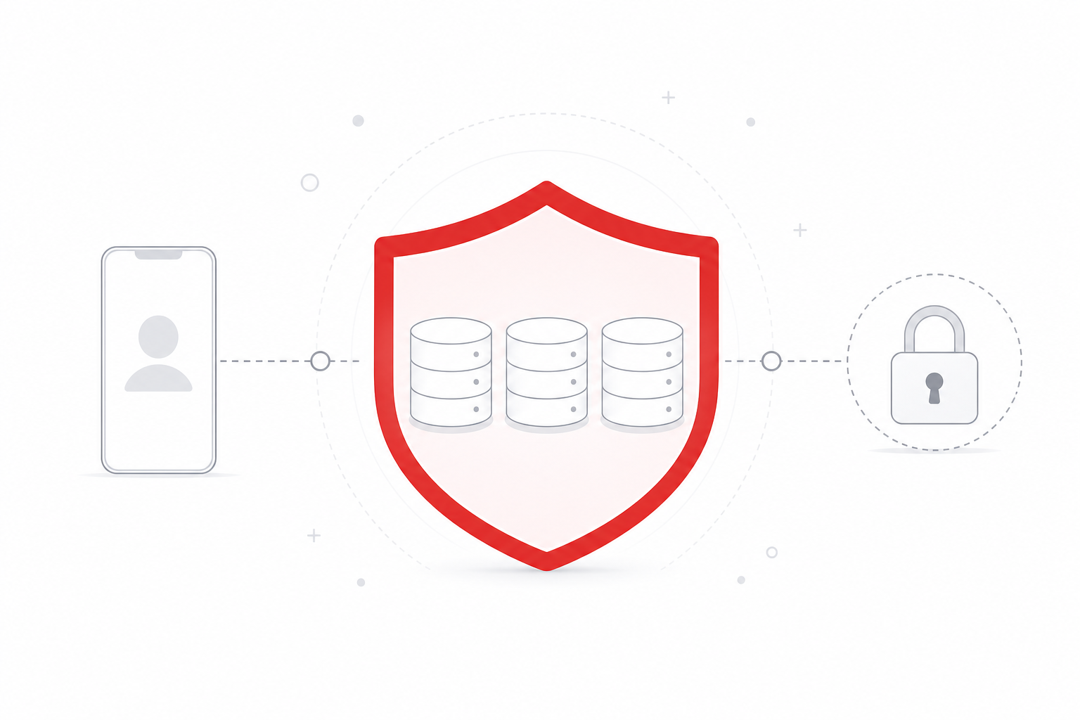 Illustration of a shield protecting isolated wallet databases